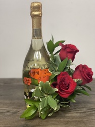 Bottle Bouquets - Valentines Prosecco Davenport Florist - Same Day Flower Delivery - Flower Power 